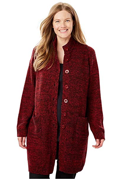 Woman Within Plus Size Marled Sweater Jacket