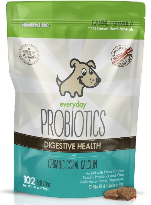 Soft Bite Sized Everyday Probiotic Chews for Dogs LARGE 102 Treats with 3 Canine Specific Probiotics and 1 Prebiotic 9733500 Million CFUs of Probiotics Per Treat
