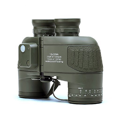 USCAMEL® 10x50 Military Waterproof HD Binoculars with Rangefinder Compass - Army Green