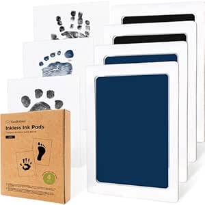 4-Pack Inkless Hand and Footprint Kit - Ink Pad for Baby Hand and Footprints - Dog Paw Print Kit,Dog Nose Print Kit - Baby Footprint Kit, Clean Touch Baby Foot Printing Kit,Handprint Kit (Jet/Navy, L)