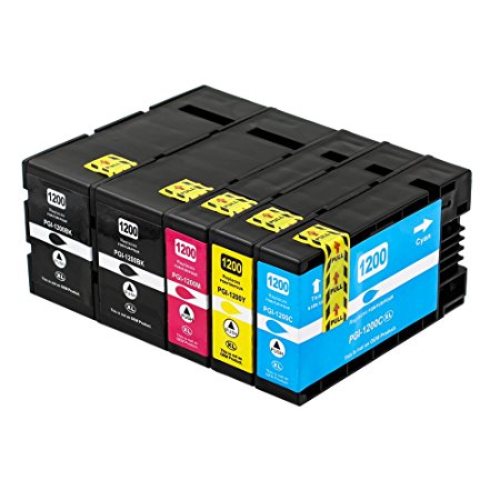 Valuetoner Replacement For Canon PGI-1200 XL 1200XL Compatible Ink Cartridge for Maxify MB2320 MB2020 MB2350 MB2050 MB2120 MB2720 Inkjet Printer, 5 Pack (2 Black, 1 Cyan, 1 Magenta, 1 Yellow)