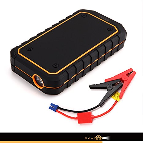 iRULU 400A Peak 10000 mAh Emergency Jump Starter Portable Phone Power Bank,Advanced Safety Protection Built-In LED Flashlight, Black/Yellow