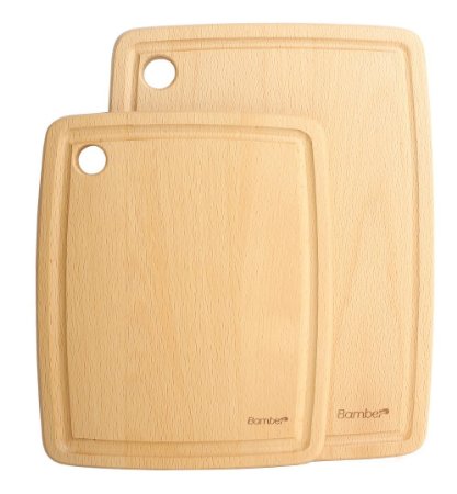 Bamber Wooden Cutting Board Sets with Juice Groove Chopping Boards Portable and Easy Wash Eco-friendly and Safe Premium Pack of 2 - Beech