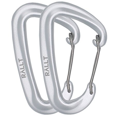 Rallt 10 kN Aluminum Wire Gate Carabiners - Heavy Duty, 2,248-pound Rating for Hammocks, Camping, Hiking & Utility