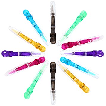 Queentools Transparent Alligator Hair Clips Hair Clamps Plastic for Women and Girl Professional Sectioning Hair Grip DIY Hair Accessories Multicolor Non-Slip for Thick Hair, Pack of 12pcs