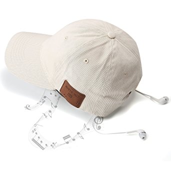 MOCREOUnisex Wireless Bluetooth Baseball Cap Headset Headphone Music Sun Hat Hands-free With Microphone -White