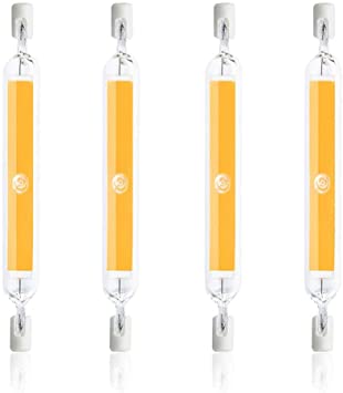 10W R7S 78MM LED COB Light Bulb Daylight T3 LED J78 J-Type Linear Bulb, Double Ended RSC Base Floodlights 100W Glass Tungsten Halogen R7S Equivalent, 4Pack,Natural White 4500k,110V