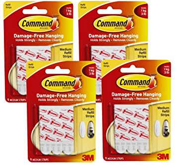 Command Medium Mounting Refill Strips, 9-Strip (4-pack)