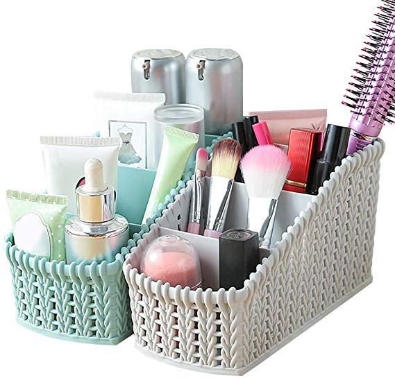 MyLifeUNIT Countertop Makeup Organizer, Plastic Cosmetic Holder for Bathroom Vanity Dresser (Set of 2)