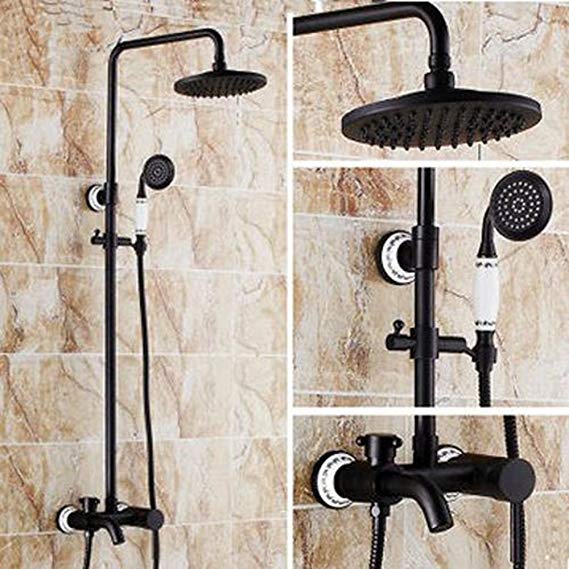 Sprinkle Wall Mount Shower Faucet System Combo Set Antique Oil-rubbed Bronze 8'' shower head, handle spray,tub filler