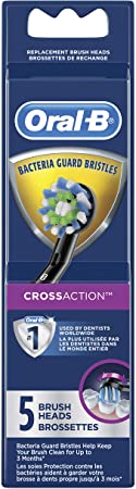 Oral-B CrossAction Electric Toothbrush Replacement Brush Heads Refill, Black, 5 Count