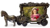 Olivery Horse Carriage Photo Frame - 4 X 6 Picture Frames - Cute Tin Alloy and Glass Home Decor - Great Baby Gift Wedding Gift and More