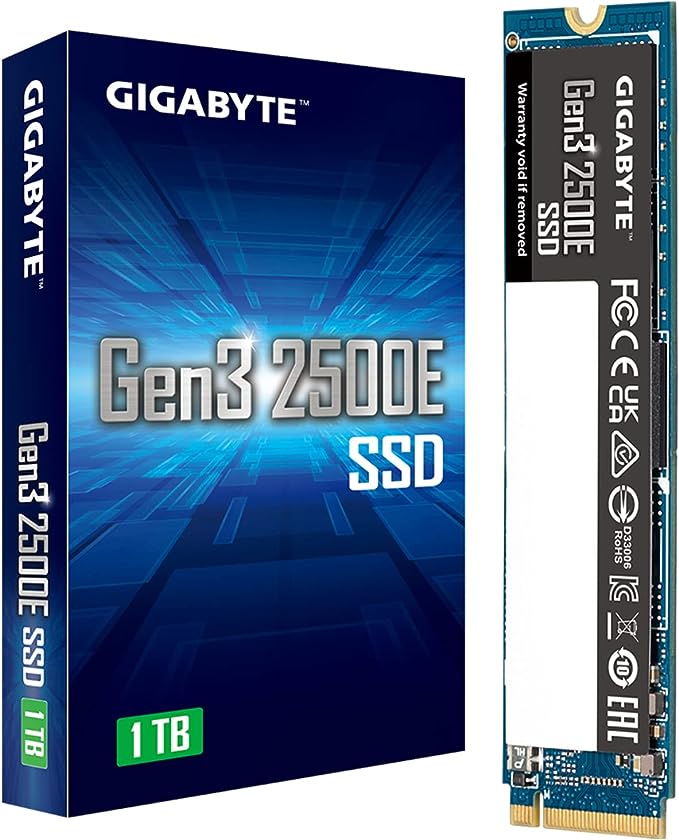 Gigabyte Gen3 2500E SSD 1TB NVMe M.2 Internal Solid State Hard Drive with Read Speed Up to 2400MB/s, Write Speed Up to 1800 MB/s, Host Memory Buffer Supported, (G325E1TB)