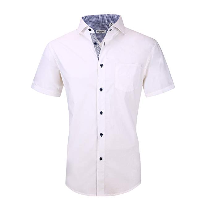 Alex Vando Mens Dress Shirts Casual Regular Fit Short Sleeve Shirts