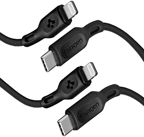 Spigen DuraSync [2-Pack] USB C to Lightning Cable [3ft MFi Certified] [Supports Power Delivery] Works with iPhone 11, 11 Pro, 11 Pro Max, XR, XS, XS Max, X, 8, 8 Plus and iPad with Lightning Charger Port