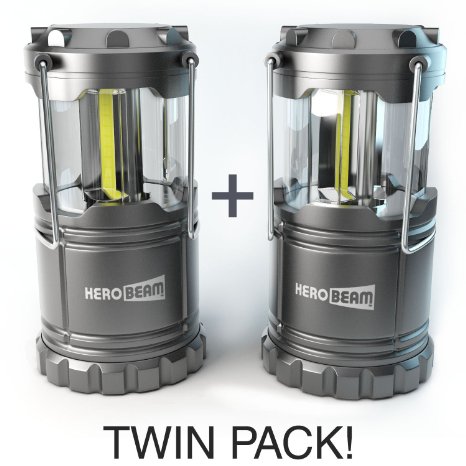 HeroBeam® LED Lantern - 2016 COB Technology emits 300 LUMENS! - Collapsible Tough Lamp - Great Light for Camping, Car, Shed, Loft, Garage & Power Cuts ** SPECIAL OFFER ON TWIN PACK **
