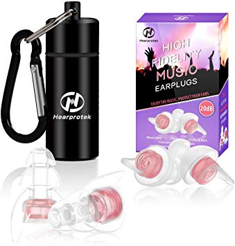 High Fidelity Music Ear plugs for Women, Hearprotek 20db Noise Reduction Earplugs-Hearing Protection for Concert, Musicians, DJ’s, Festival, Nightclub, Office and other Loud events (Pink)