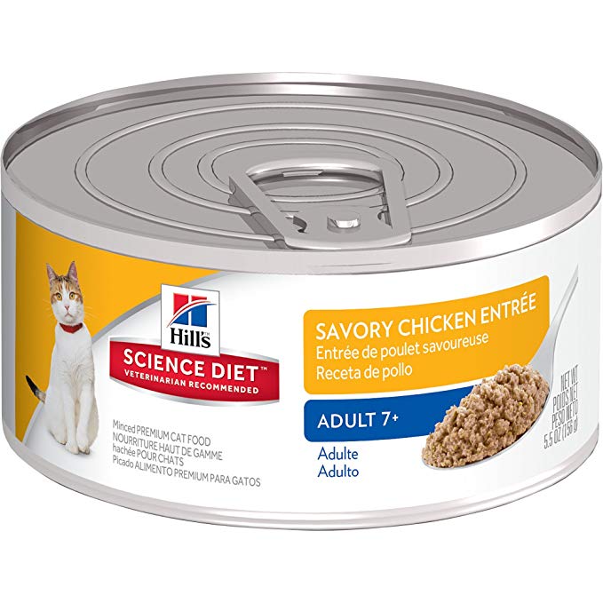 Hill's Science Diet 24-Pack Mature Adult Cat 7  Active Longevity Savory Chicken Entrée Minced Cans 156g/5.5-Ounce cans