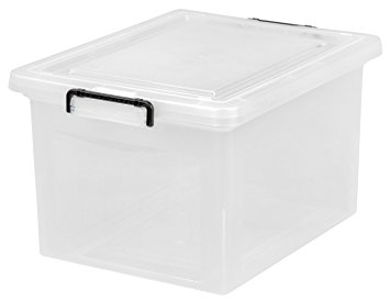 IRIS Letter and Legal Size File Box with Buckle, Clear