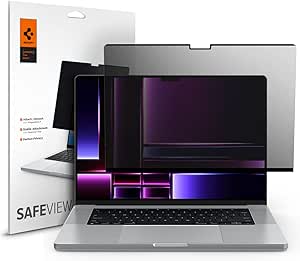 Spigen 1 Pack Privacy Filter Screen Protector [SafeView] for MacBook Pro 16 inch (M3 / M3 Pro / M3 Max / M2 Pro / M2 Max / M1 Pro / M1 Max)