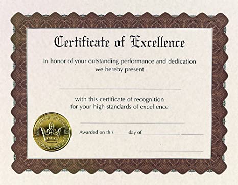 Great Papers! Certificate of Excellence, Pre-Printed, Gold Foil, Embossed, 8.5" x 11", 6 Count (930600)