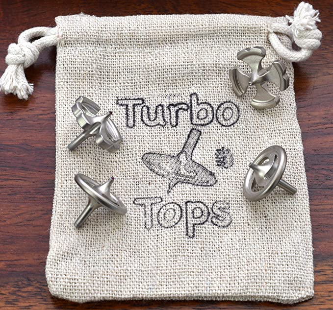 Turbo Tops Stainless Steel Spin Tops 4 Pack