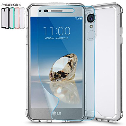 LG Aristo Case,LG Phoenix 3 Case,LG Fortune,LG Rebel 2 LTE / Risio 2 Clear Case w/ HD Screen Protector,NiuBox Armor Ultimate Crystal PC Cover TPU Bumper Protective Phone Case for LG K8 2017 Clear