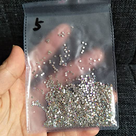 2880pcs SS5 1.8mm Nail Gems Glue on Crystals AB Nail Art Rhinestones Round Flat Bling Diamonds Glass Stones Beads for Nails Decoration Crafts Eye Makeup Clothes Shoes (2880pcs SS5)