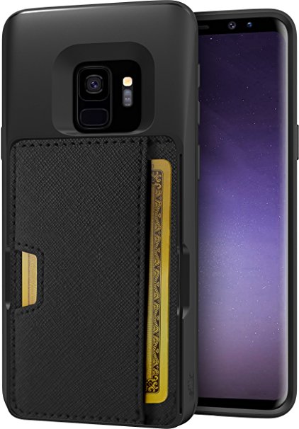 Silk Galaxy S9 Wallet Case - Q CARD CASE [Slim Protective Kickstand CM4 Grip Cover] - "Wallet Slayer Vol.2" - Black Onyx