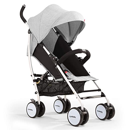 Umbrella Baby Stroller Lightweight Compact Stroller All Terrain Convenience Carriage Stroller Travel Tall Pram for Toddler Big Kids Single Stroller (Bright Grey)