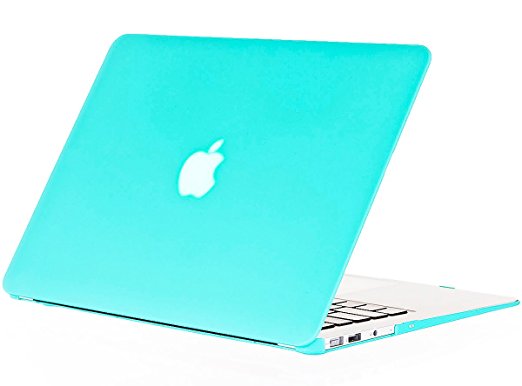 Kuzy - AIR 11-inch Teal / Turquoise Hot Blue Rubberized Hard Case Cover for Apple MacBook Air 11.6" (Models: A1370 and A1465) - TEAL