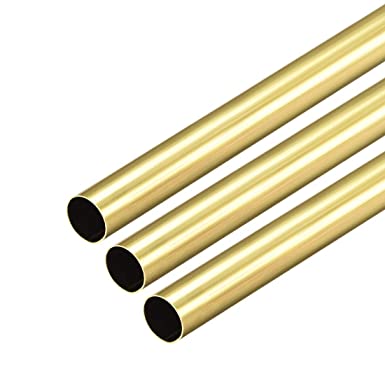 uxcell Brass Round Tube, 300mm Length 8mm OD 0.2mm Wall Thickness, Seamless Straight Pipe Tubing 3 Pcs