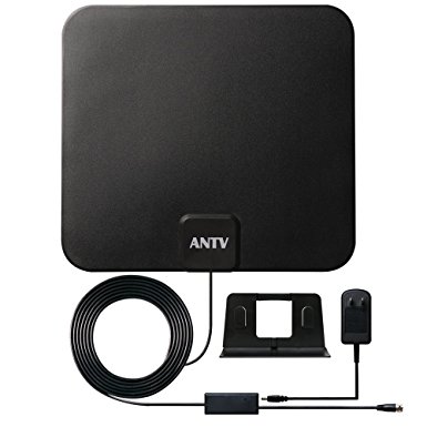 ANTV Amplifier Indoor HD TV Antenna 40 Miles Range Multi-Direction Reception with 10ft Coaxial Cable and Table Stand