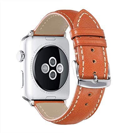 iStrap Compatible/Replacement for Apple Watch Band 42mm 38mm 44mm 40mm Leather Bands Wristband Strap for iwatch Bands Men Series 5&4&3&2&1