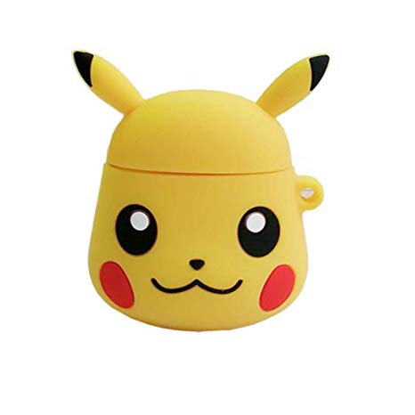 Airpods Case, 3D Cute Cartoon Airpods Cover Soft Silicone Rechargeable Headphone Cases,Shockproof Protective Premium Silicone Cover and Skin for Apple AirPods 1st/2nd Charging Case (Pikachu)