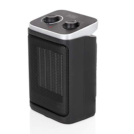 BLACK DECKER BXSH37003GB Lightweight Portable Ceramic Fan Heater with 2 Heat Setting and Cool Blow Function 2000 W, Black and Silver