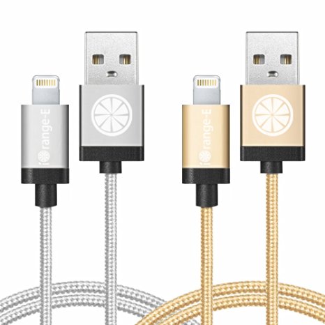iOrange-E iPhone 6 Cable, Apple Certified 2 Pack of 3.3ft (1M) Lightning to USB Braided Cable for iPhone 6 6S Plus 5S 5C 5, iPad Air, iPad Pro, iPad Mini 4, Full Gold   Full Silver