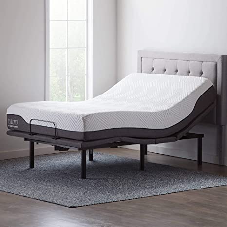 LUCID L600 Adjustable Bed Base with LUCID 12 Inch Memory Foam Hybrid-Mattress - Queen