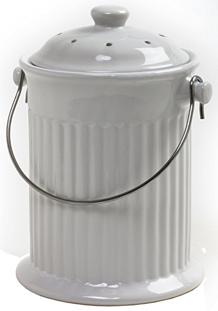 Norpro 1 Gallon Ceramic Compost Keeper, White