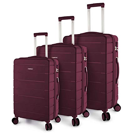 TravelCross Vermont Premium Luggage Ultra-Resistant Lightweight Spinner Set - Red, 3 piece (20'' / 24'' / 28'')