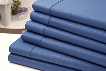 Signature Comfort 6pc Bed Sheet Sheet Set - Wrinkle Resistant - Deep Pocket (Queen, Blue)
