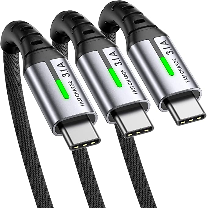 INIU USB C Cable, 【3 Pack 3.1A】 QC3.0 Fast Charging USB Type C Cable, Nylon Braided (1.6 3.3 10ft) Data Cables Phone Charger for Samsung S20 S10 S9 S8 Plus Note 10 9 LG Google Pixel OnePlus Huawei etc