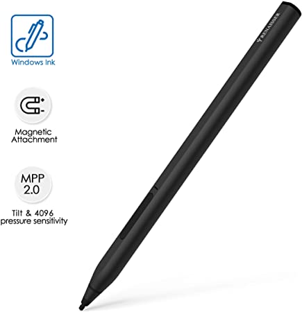 RENAISSER Surface Pen, 100% Match Surface Pro X/7/6/5 Magnetic Attachment, First D Shape Same As Surface Pen, Quick Charge, 4096 Pressure Sensitivity, Rechargeable, Raphael 520