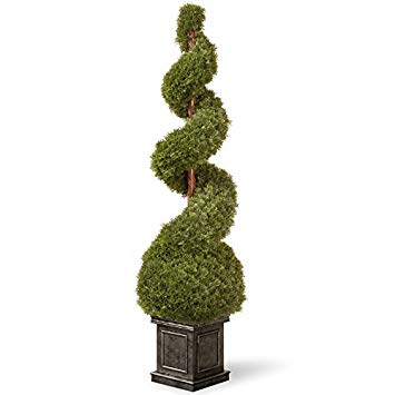 National Tree 48 Inch Cedar Spiral Tree with Ball in Black Square Pot (LCSB4-701-48)