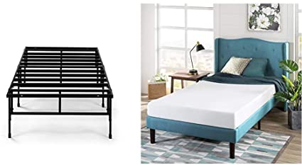 Zinus Dawn 14 Inch Easy to Assemble SmartBase Mattress Foundation/Cot size/30” x 75”/Platform Bed Frame/Box Spring Replacement with Green Tea 6-inch Memory Foam Mattress, Narrow Twin