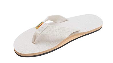 Rainbow Sandals Men's Hemp Single Layer Wide Strap with Arch, Natural, Men's X-Large / 11-12 D(M) US