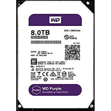 WD Purple 8TB Surveillance Hard Disk Drive - 5400 RPM Class SATA 6 Gb/s 128MB Cache 3.5 Inch - WD80PURZ