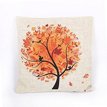 HOSL Cotton Linen Pillow Case Decorative Cushion Cover - Autumn Tree(NO Pillow)