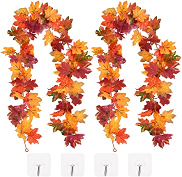 CaseTank 2 Pack Fall Decor Fall Maple Leaf Garland 5.8Ft/Piece Autumn Hanging Vine Artificial Foliage Garland Fall Decorations for Home Wedding Thanksgiving Party-Mixed Color