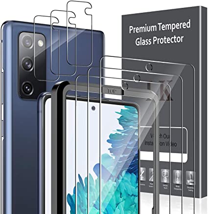 [6 Pack] LK 3 Pack Screen Protector for Galaxy S20 FE 5G   3 Pack Camera Lens Protector, Anti-Scratch, Easy-Installation Tool, Tempered Glass 9H Hardness for Galaxy S20 FE 5G